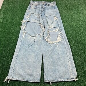 American Eagle Jeans Womens US 4 28x30 Light Wash Super High-Rise Baggy Wide Leg
